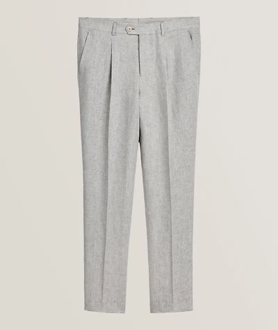 Leasure-Fit Linen Pleated Pants