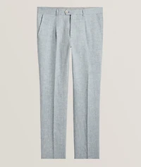Leisure-Fit Pleated Linen Suit Pants