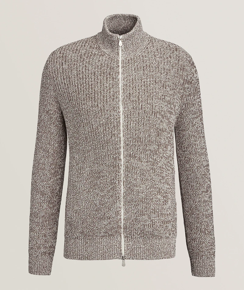Cotton Chiné Full-Zip Cardigan