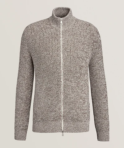 Cotton Chiné Full-Zip Cardigan