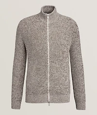 Cotton Chiné Full-Zip Cardigan
