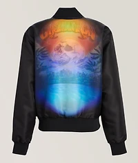 Organza Gradient Overlay Skull Bomber Jacket