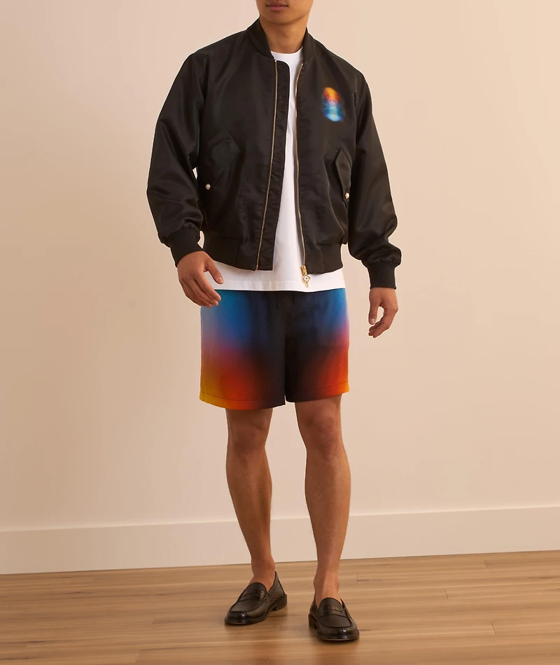 Organza Gradient Overlay Skull Bomber Jacket
