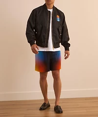 Organza Gradient Overlay Skull Bomber Jacket