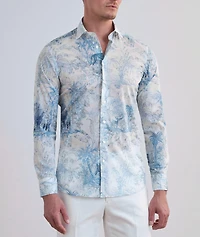 Palm Tree Print Cotton Shirt
