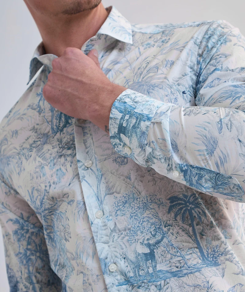 Palm Tree Print Cotton Shirt