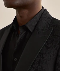 Silk-Blend Tonal Jacquard Floral Evening Jacket