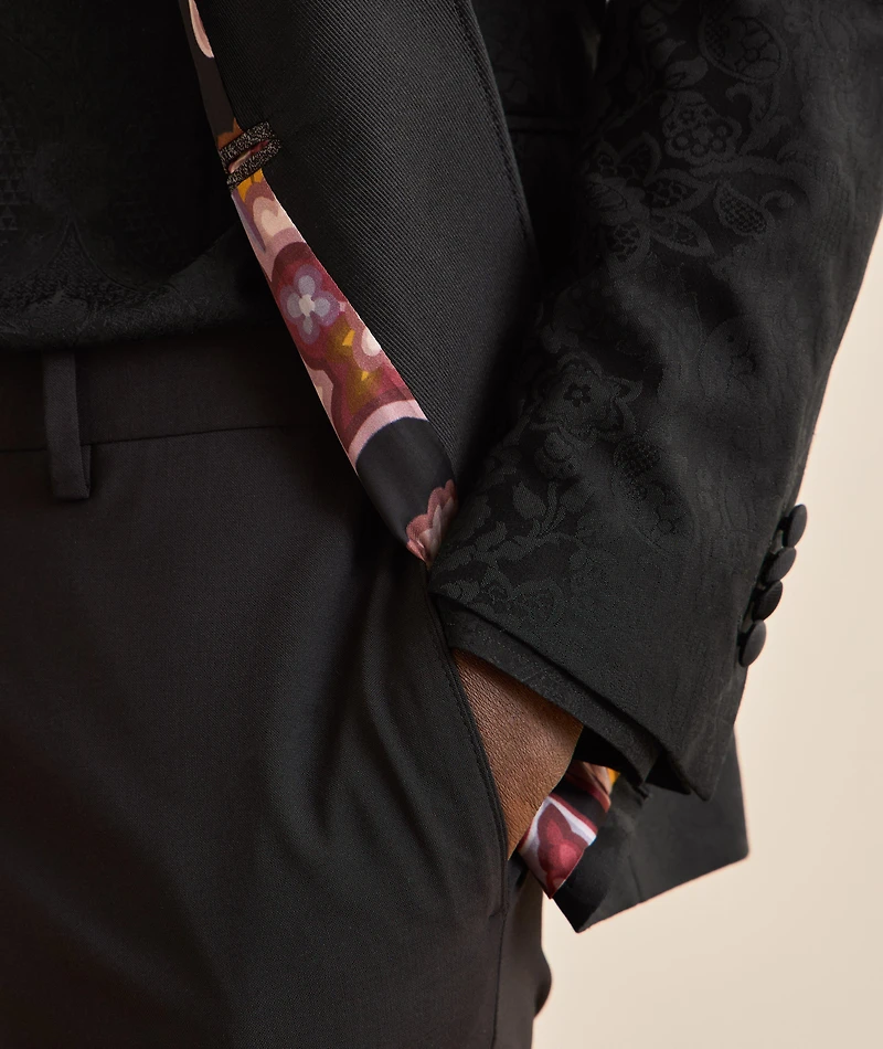 Silk-Blend Tonal Jacquard Floral Evening Jacket