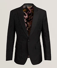 Silk-Blend Tonal Jacquard Floral Evening Jacket