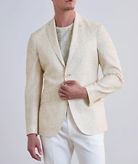 Linen-Blend Tonal Stripe Sport Jacket