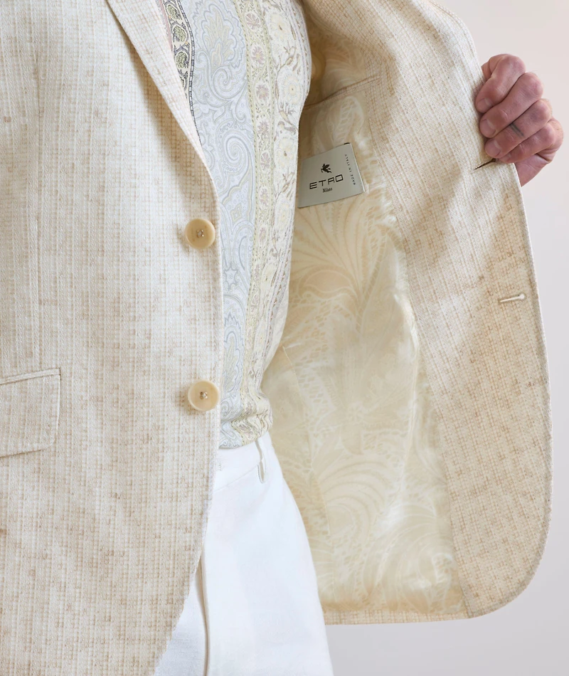 Linen-Blend Tonal Stripe Sport Jacket