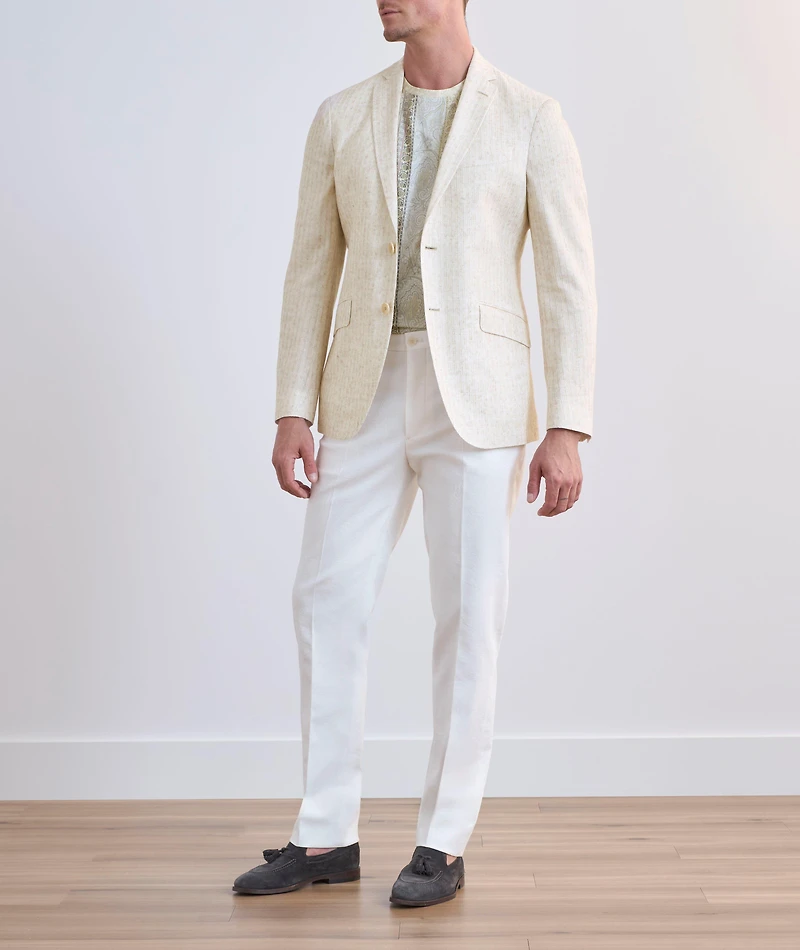 Linen-Blend Tonal Stripe Sport Jacket