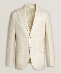 Linen-Blend Tonal Stripe Sport Jacket