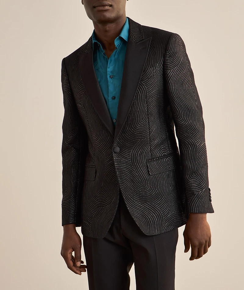 Jacquard Metallic Swirl Evening Jacket