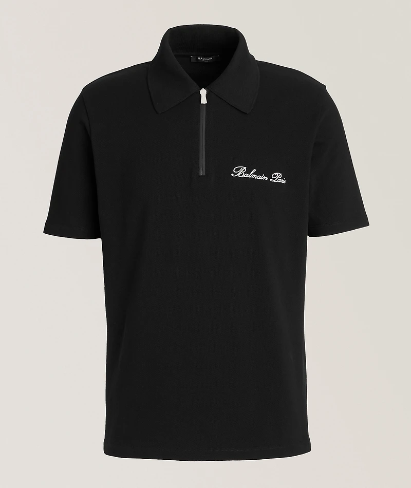 Embroidered Cursive Logo Cotton Polo
