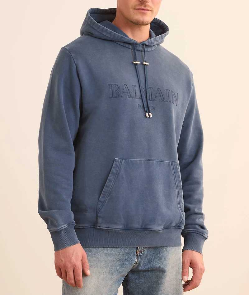 Embroidered Logo Cotton Hooded Sweater