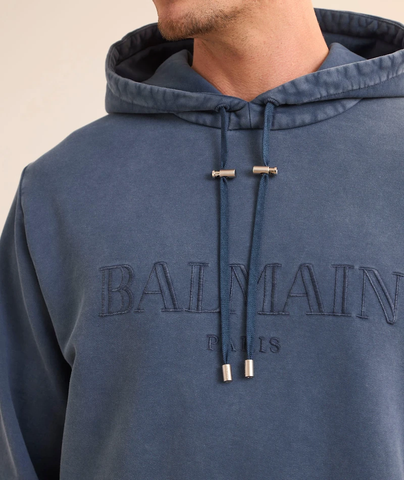 Embroidered Logo Cotton Hooded Sweater