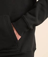 Flocked Cursive Logo Hooded Sweater