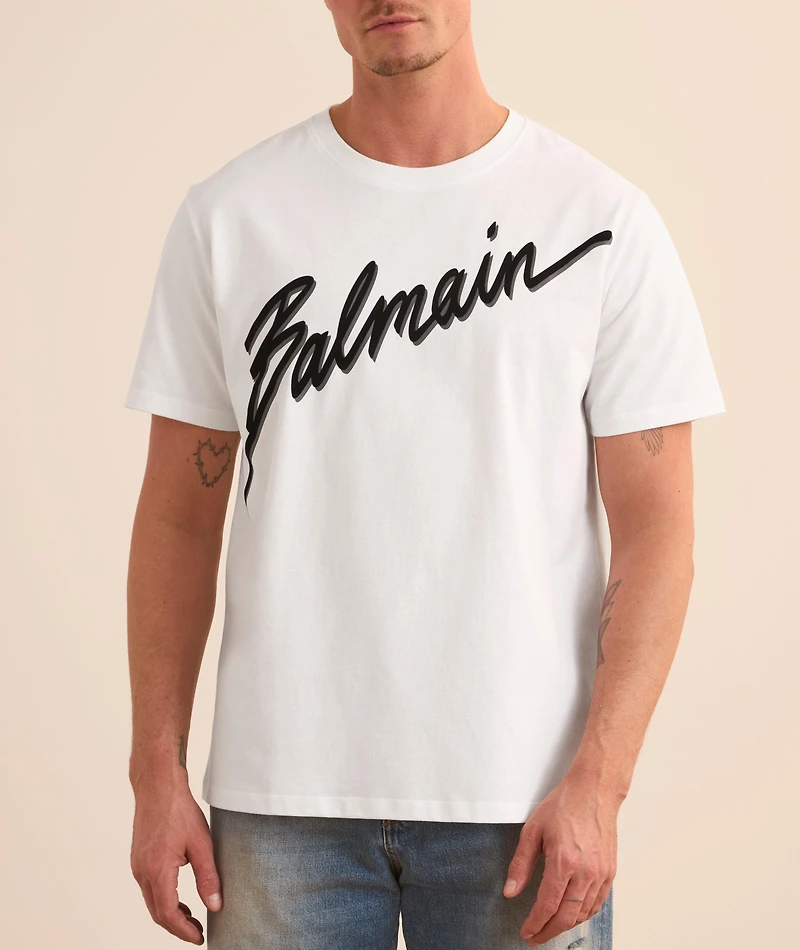 Flocked Cursive Logo T-Shirt