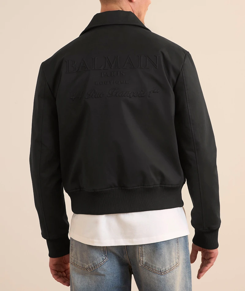 Embossed Logo Cotton Bomber Jacket