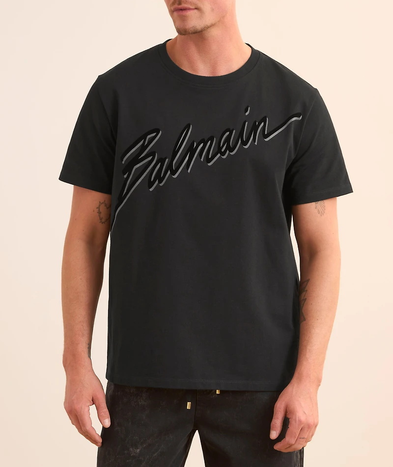 Flocked Cursive Logo T-Shirt