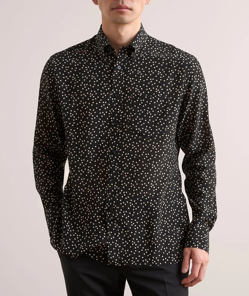 Fluid Crepe De Chin Silk Dot Shirt