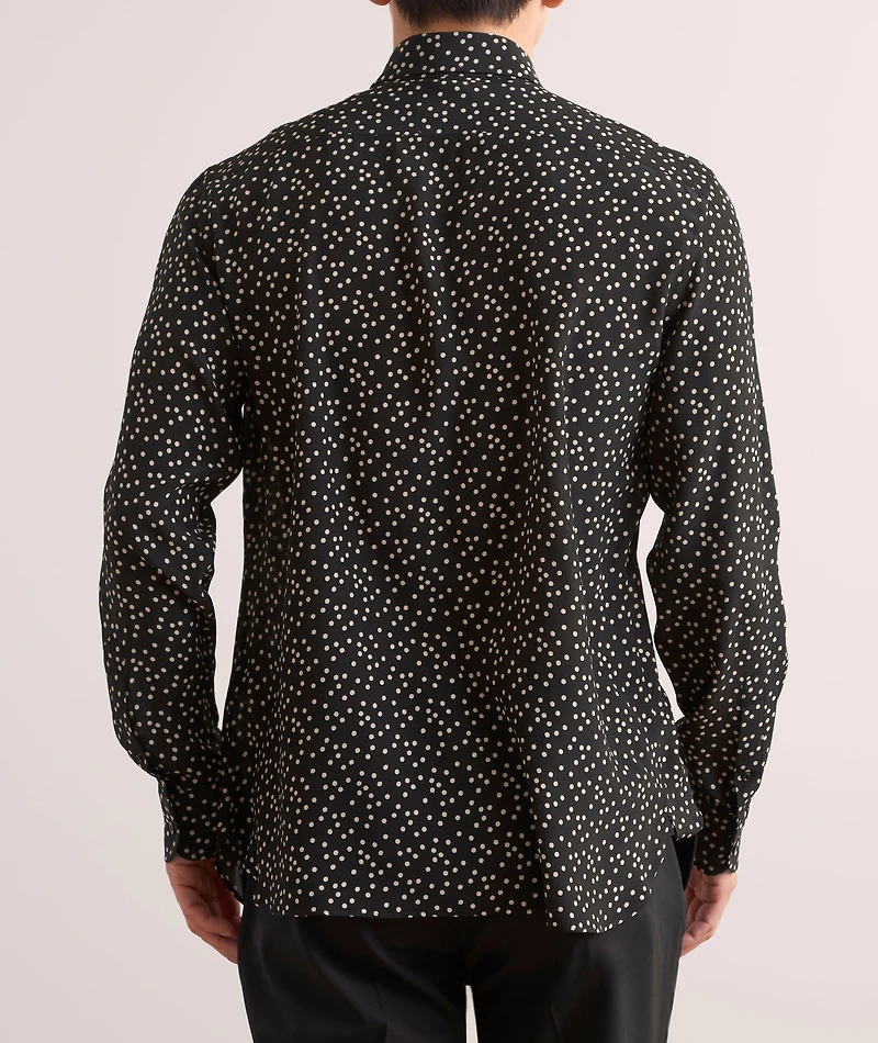 Fluid Crepe De Chin Silk Dot Shirt
