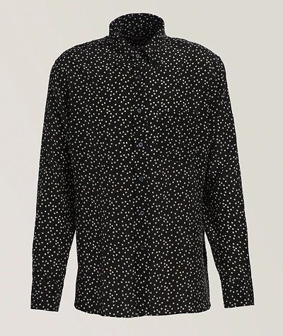 Fluid Crepe De Chin Silk Dot Shirt