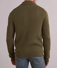 Silk-Merino Wool Ribbed Shawl Cardigan