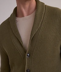 Silk-Merino Wool Ribbed Shawl Cardigan