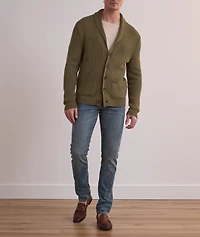 Silk-Merino Wool Ribbed Shawl Cardigan