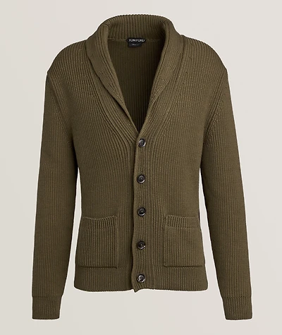 Silk-Merino Wool Ribbed Shawl Cardigan