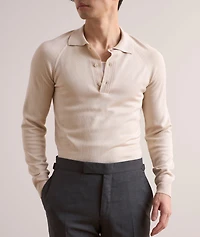Wool-Silk Polo Sweater