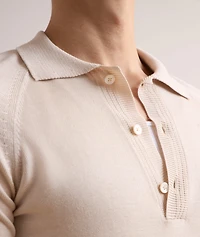 Wool-Silk Polo Sweater