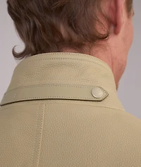 Tumbled Grain Leather Harrington Jacket