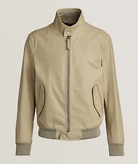 Tumbled Grain Leather Harrington Jacket