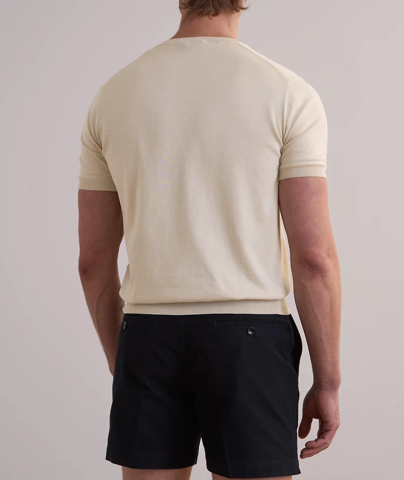 Pure Cotton Crewneck Knit T-Shirt