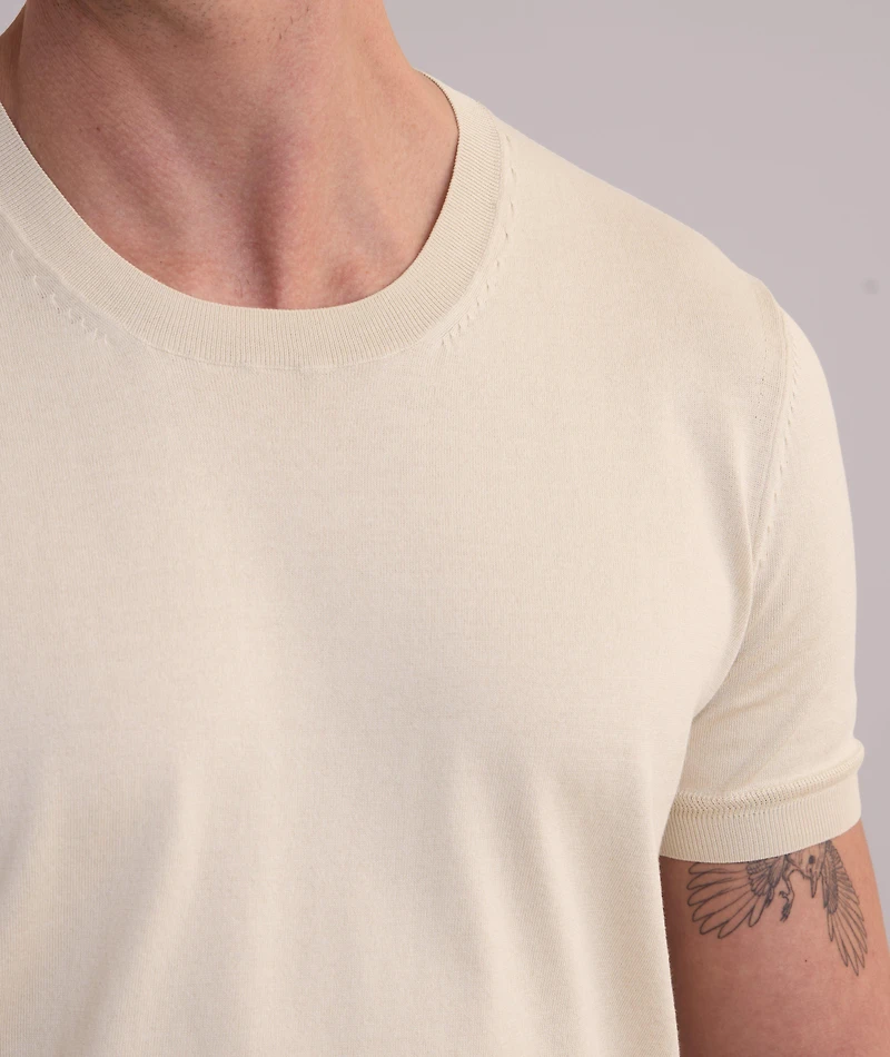 Pure Cotton Crewneck Knit T-Shirt
