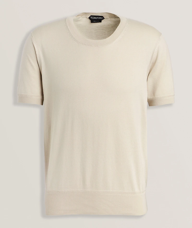 Pure Cotton Crewneck Knit T-Shirt