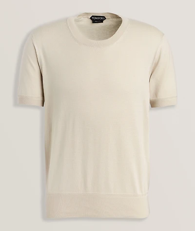 Pure Cotton Crewneck Knit T-Shirt