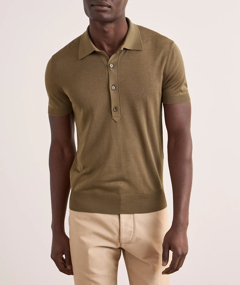 Silk-Viscose Knit Polo
