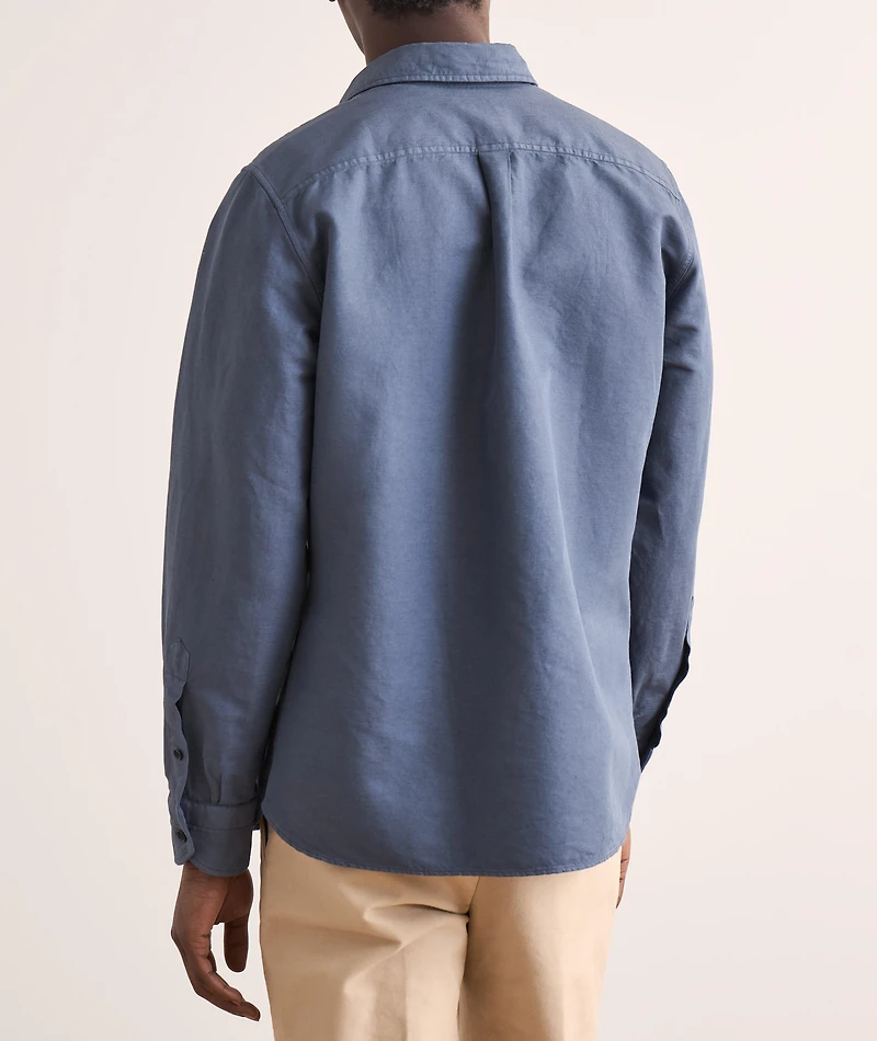 Linen-Cotton Twill Military Shirt