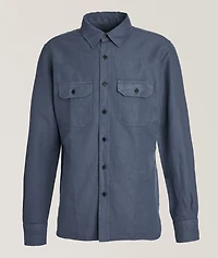 Linen-Cotton Twill Military Shirt