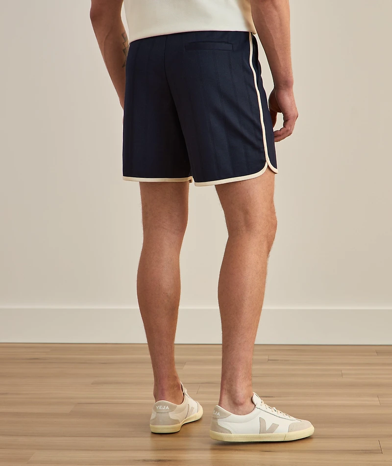 Embroidered Logo Piped Mesh Shorts