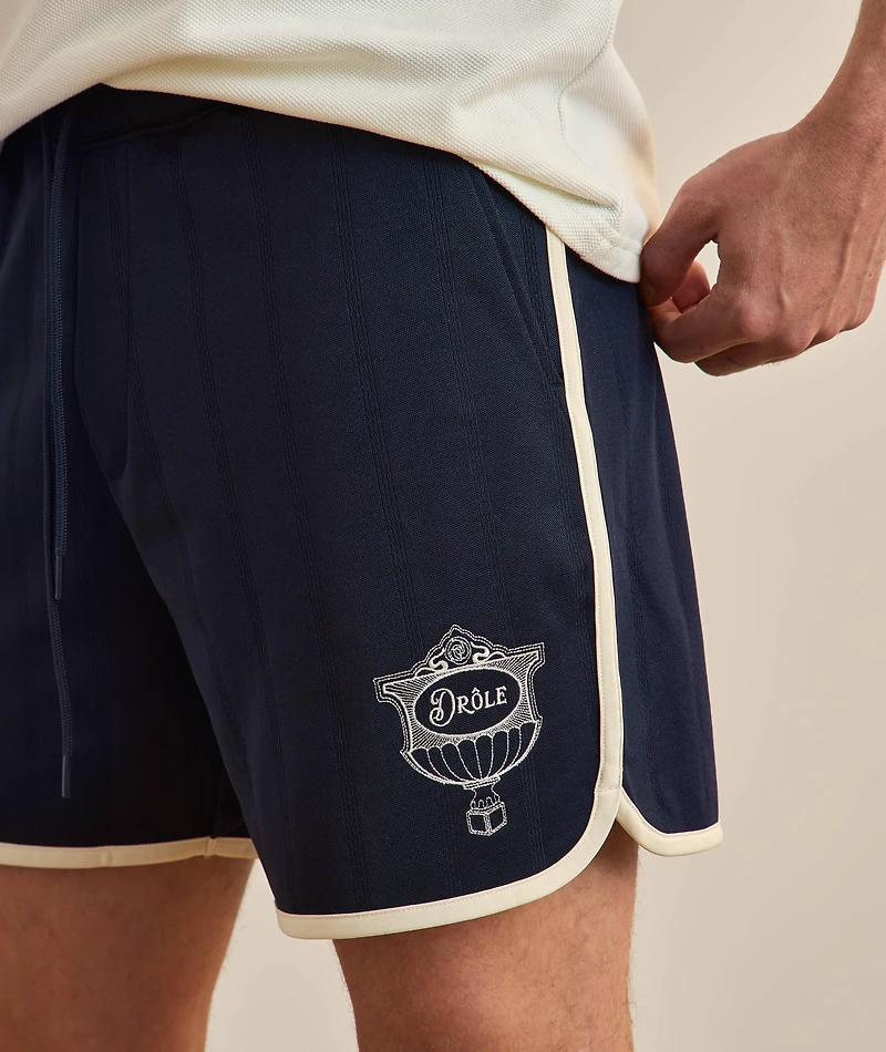 Embroidered Logo Piped Mesh Shorts