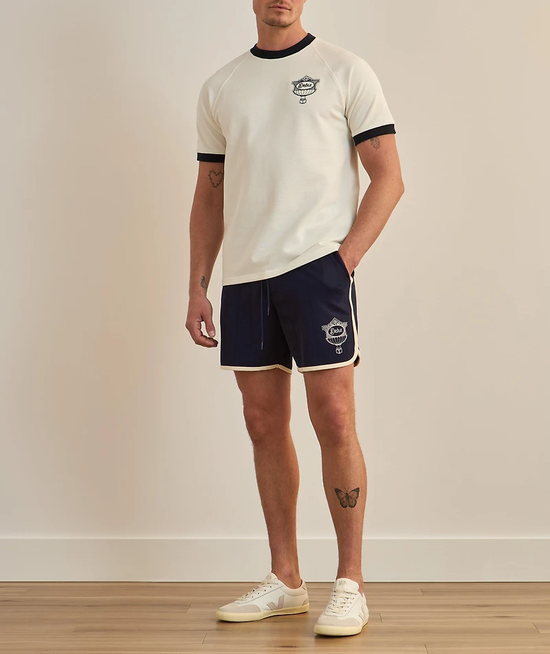 Embroidered Logo Piped Mesh Shorts