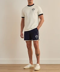 Embroidered Logo Piped Mesh Shorts