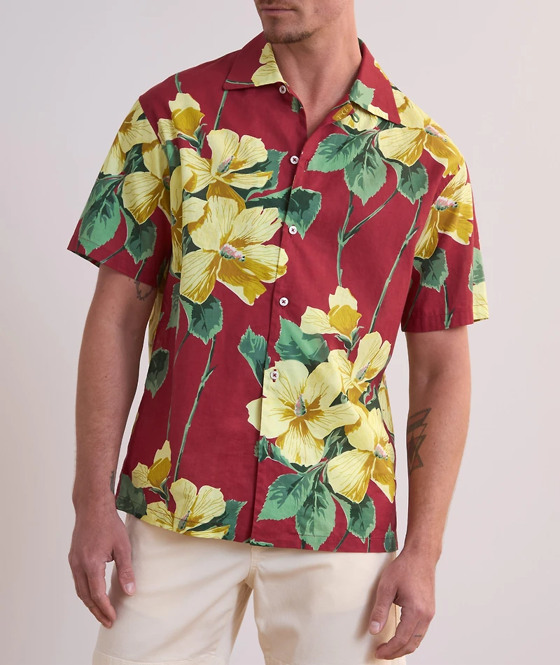 Floral Linen-Cotton Camp Shirt