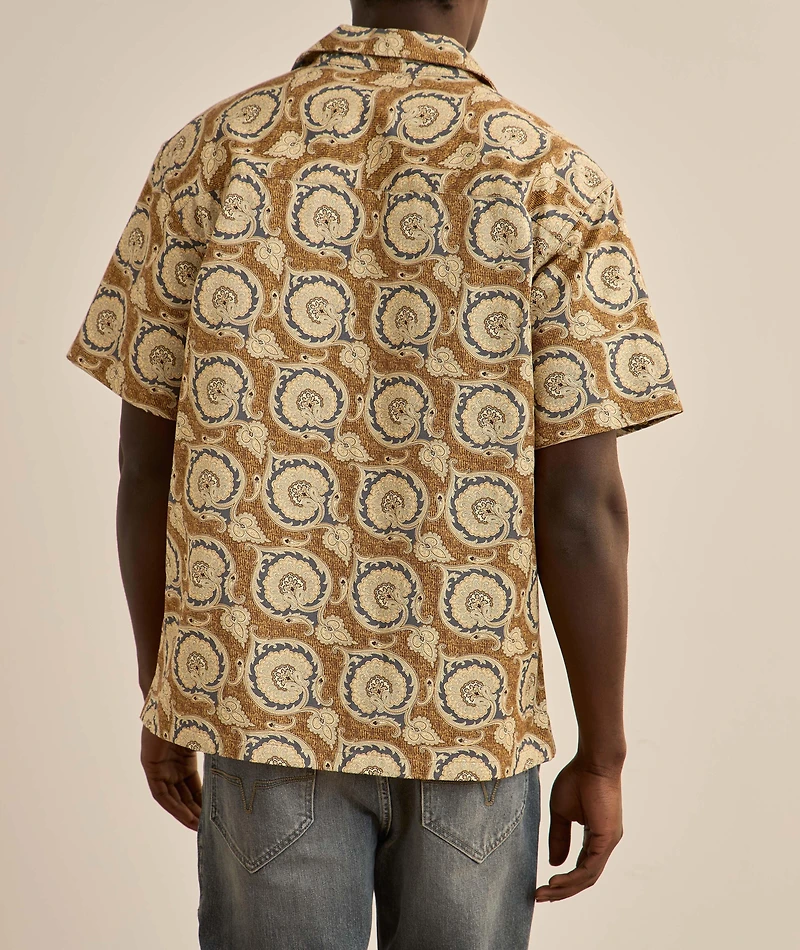 Paisley Cotton Gabardine Camp Shirt