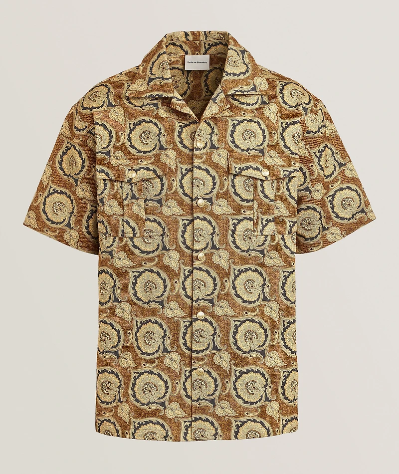 Paisley Cotton Gabardine Camp Shirt